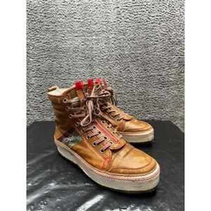 FranCisT_MOR.K.S High Top Lace-Up Leather Platform Sneakers Brown Men Size 8.5/9